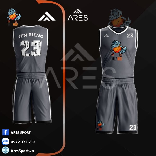 Áo bóng rổ thiết kế Grey Wolf