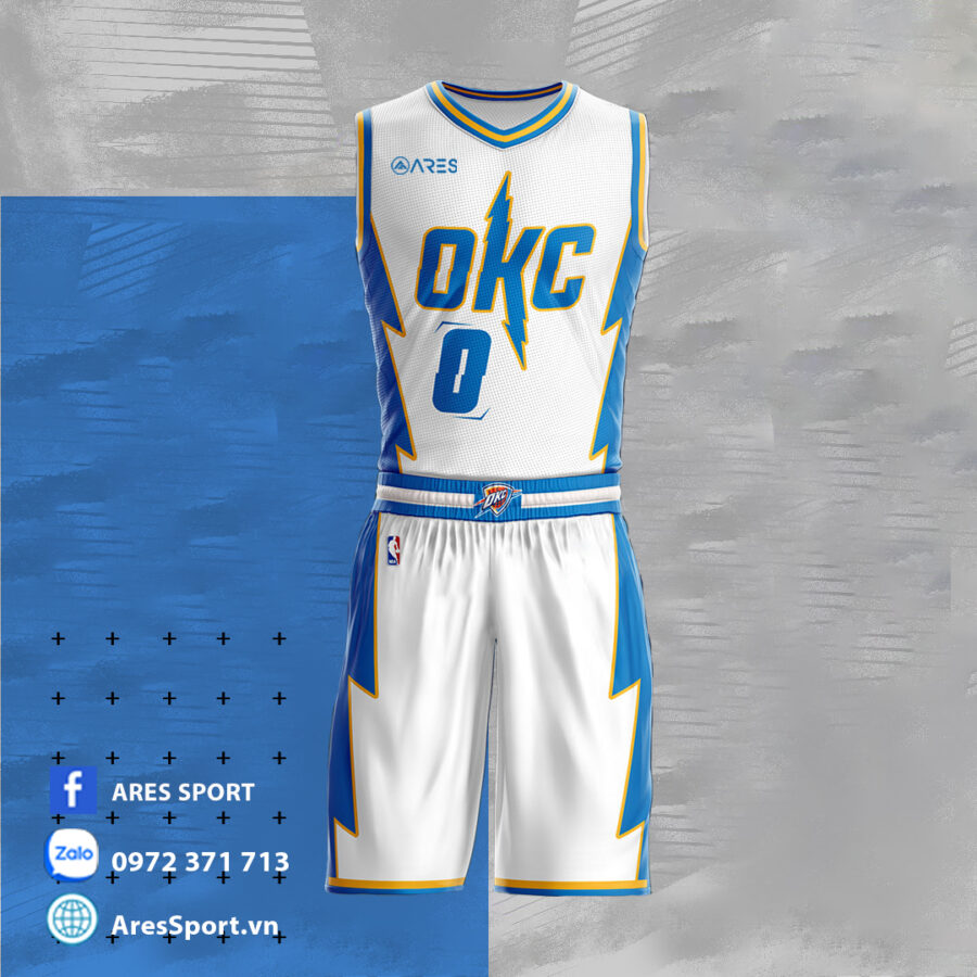 Áo bóng rổ NBA OKC trắng