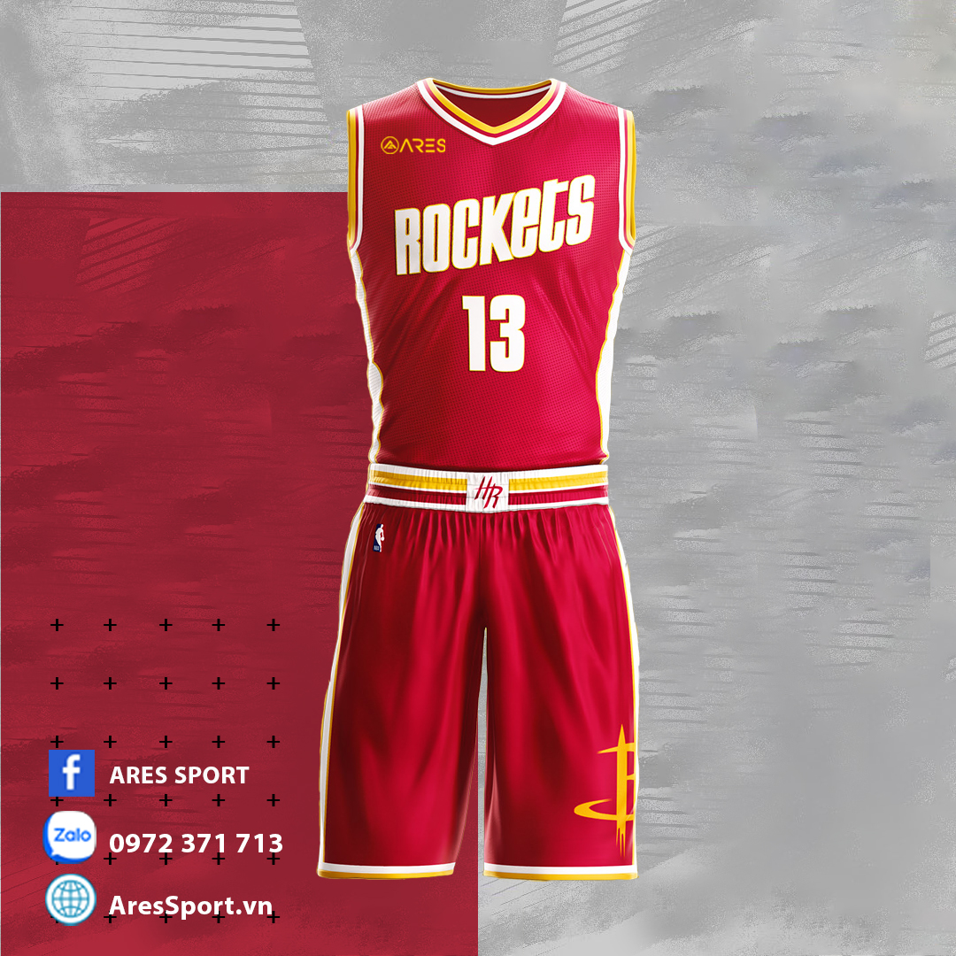 Áo bóng rổ NBA Rockets đỏ