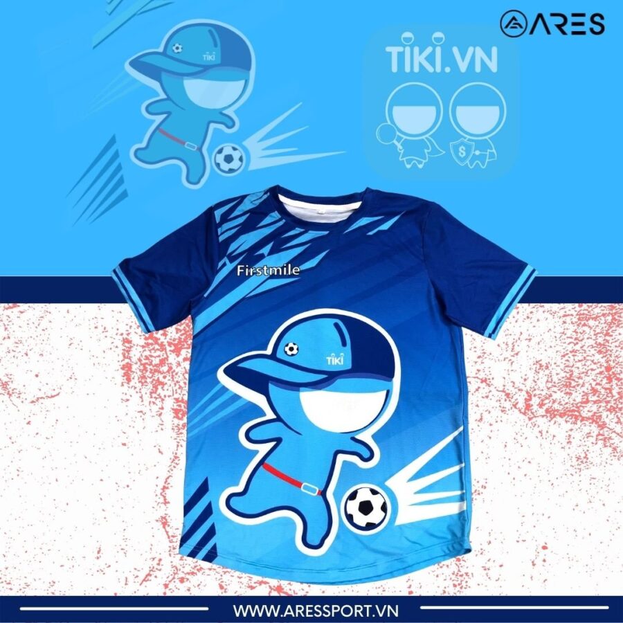 Áo bóng đá không logo ARES Megalo Biển Xanh in Logo Tiki