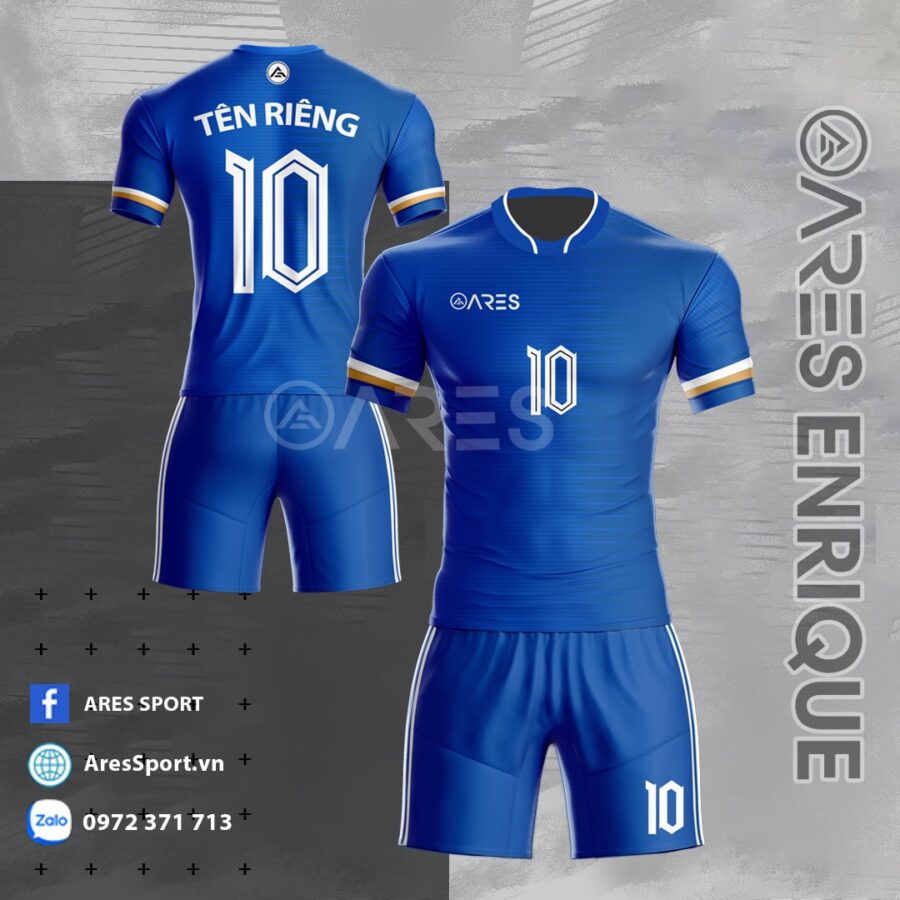 Áo bóng đá không logo ARES Enrique xanh bích cuốn hút thanh lịch