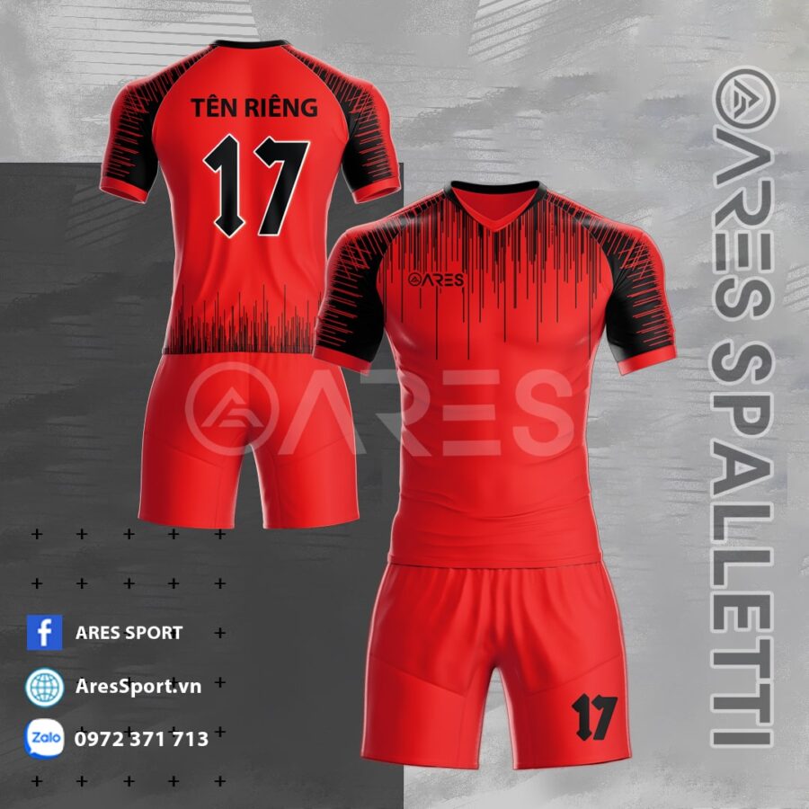 Áo bóng đá không logo ARES Spalletti đỏ phối họa tiết đen mạnh mẽ