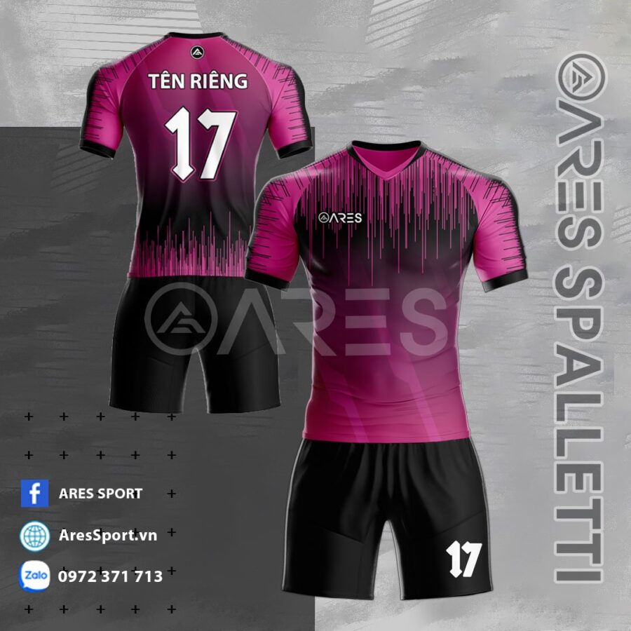 Áo bóng đá không logo ARES Spalletti tím hồng phối họa tiết đen lạ mắt