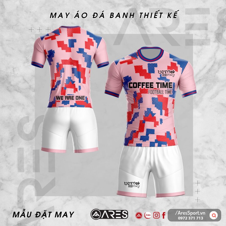 Áo bóng đá tự thiết kế Coffee Time hồng phối họa tiết cực ngầu