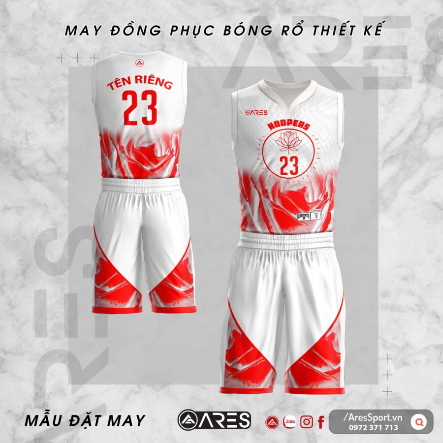 Đồng phục bóng rổ thiết kế Hoopers hoa hồng đỏ lạ mắt
