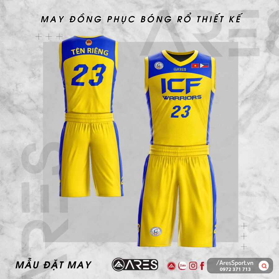 Đồng phục bóng rổ thiết kế ICF vàng xanh bích cuốn hút cực cháy