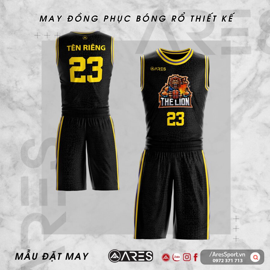 Đồng phục bóng rổ thiết kế The Lion đen huyền bí quyền lực