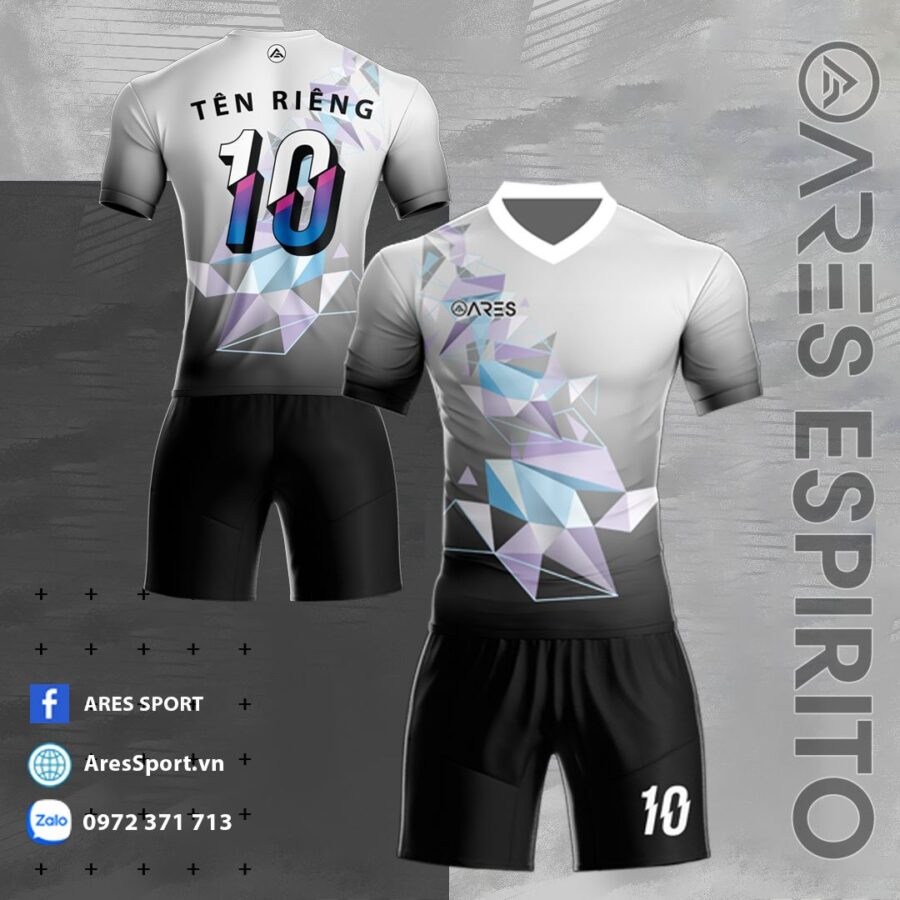 Áo bóng đá không Logo Espirito 2.0 họa tiết kim cương Đen ấn tượng