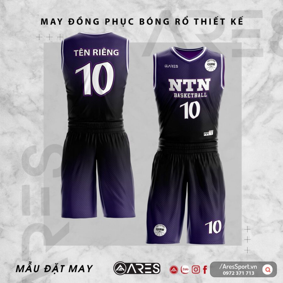 Đồng phục bóng rổ thiết kế NTN đen tím cực ngầu