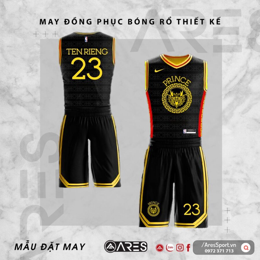 Đồng phục bóng rổ thiết kế Prince đen vàng huyền bí