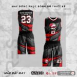 Đồng phục bóng rổ thiết kế IUH đen đỏ xám họa tiết cá tính