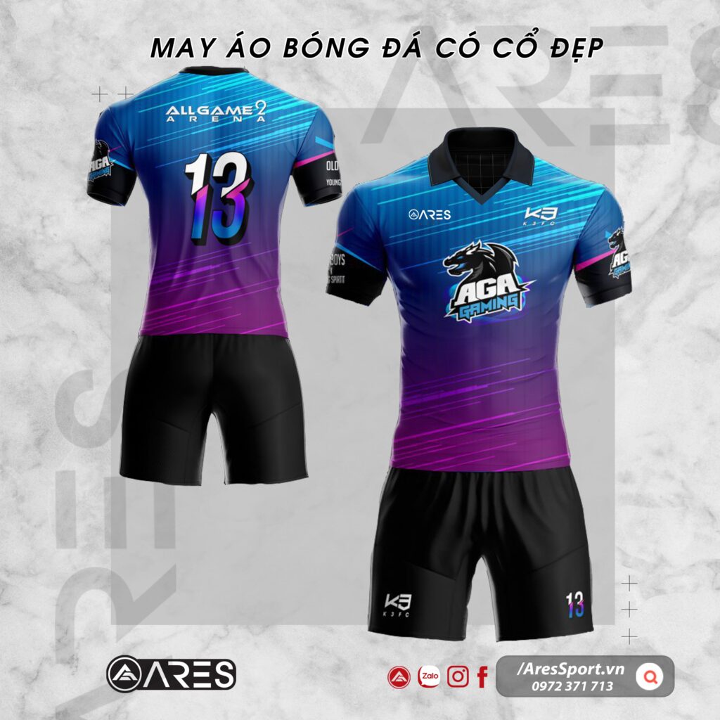 Áo bóng đá có cổ bẻ cho team AGA Gaming theo yêu cầu