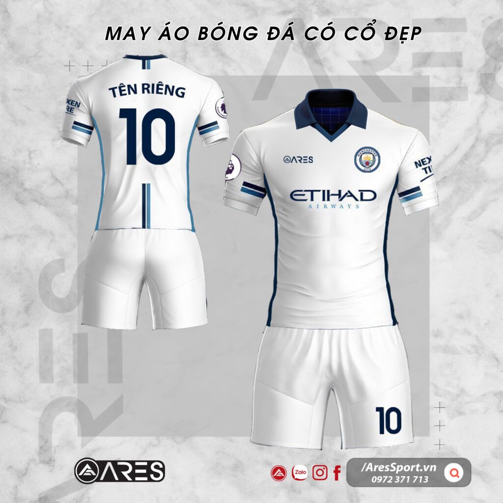 Áo bóng đá có cổ bẻ cho team Mancity theo yêu cầu