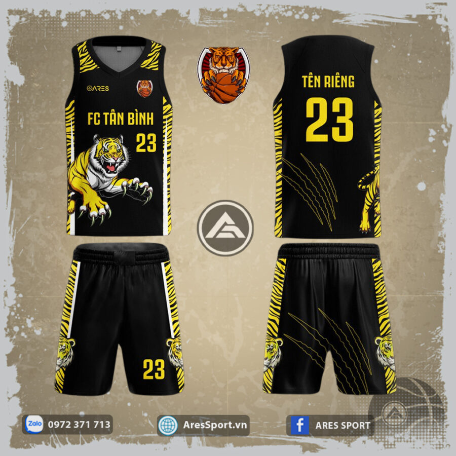 Áo bóng rổ thiết kế Tân Bình đen vàng đầy mãnh hổ quyền lực