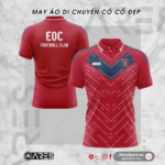 Áo di chuyển bóng đá EOC FC đỏ phối họa tiết trắng lạ mắt