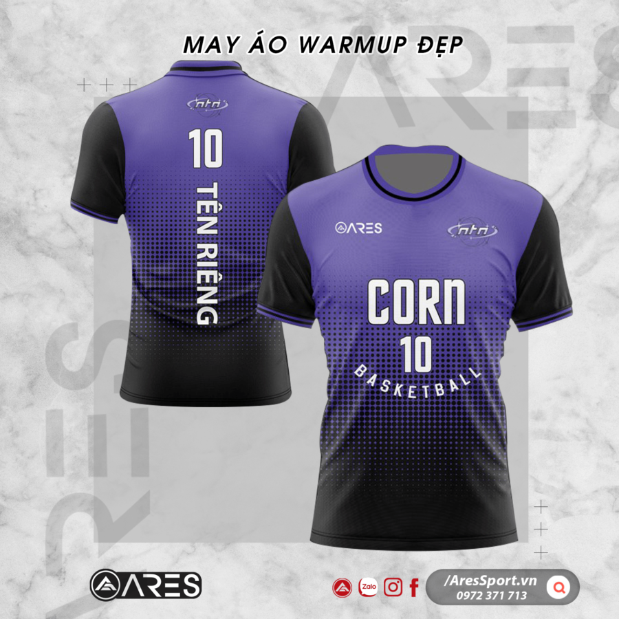 Áo warm up bóng rổ Corn tím chuyển sang đen huyền bí lạ mắt