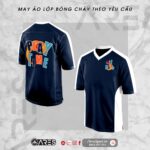 Áo lớp bóng chày Play Time màu xanh than, chữ Play Time trước ngực, dáng baseball cài khuy