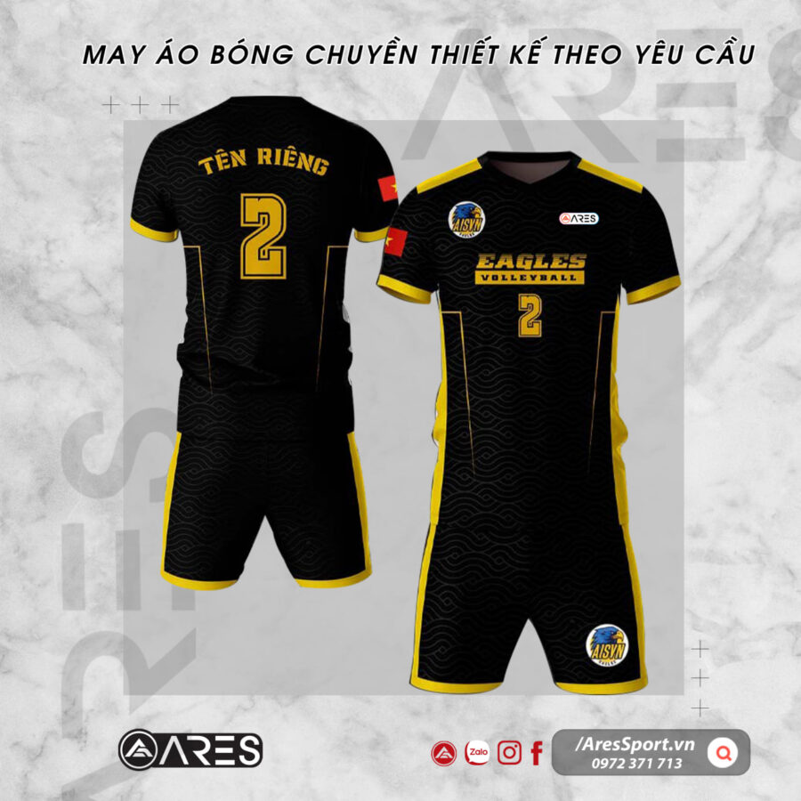 Quần áo bóng chuyền Nam Eagles đen phối vàng huyền bí phong độ