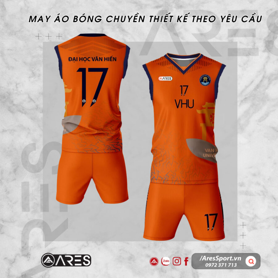 Quần áo bóng chuyền Nam Văn Hiến cam nổi bật