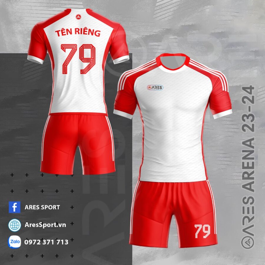 Áo bóng đá không logo Arena 23-24 Trắng Đỏ