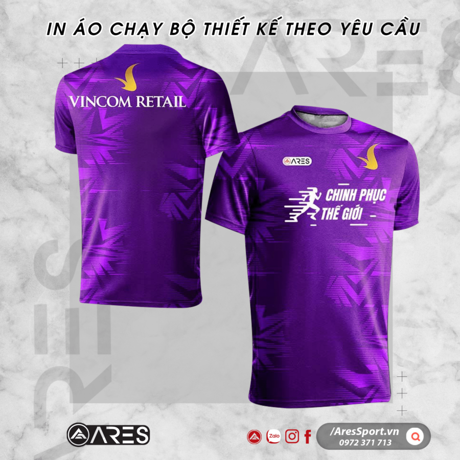 Áo chạy bộ thiết kế Vincom Retail Xanh Dương