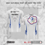 Áo bida đồng phục Team Pool trắng phối xanh dương mới lạ độc đáo