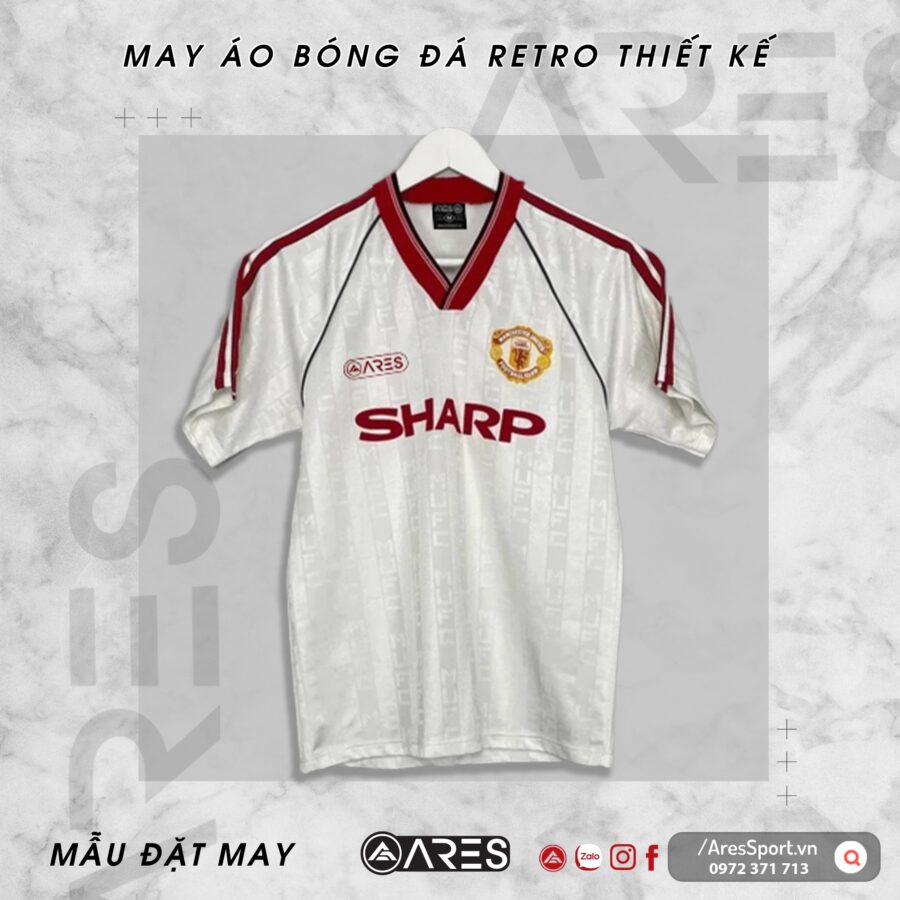 Áo bóng đá Retro Classic MU 88 Trắng sân khách in theo yêu cầu