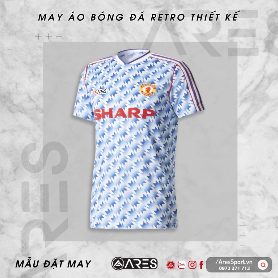 Áo bóng đá Retro Classic MU 90-92 sân khách in theo yêu cầu