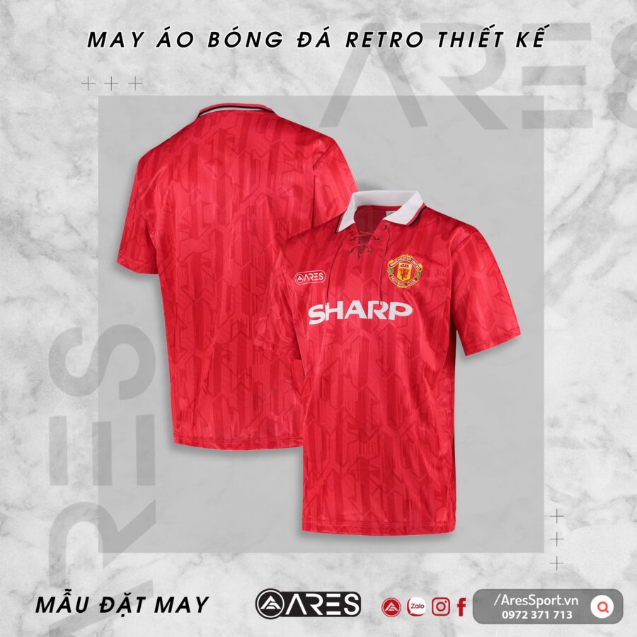 Áo bóng đá Retro Classic MU 92-93 sân nhà in theo yêu cầu