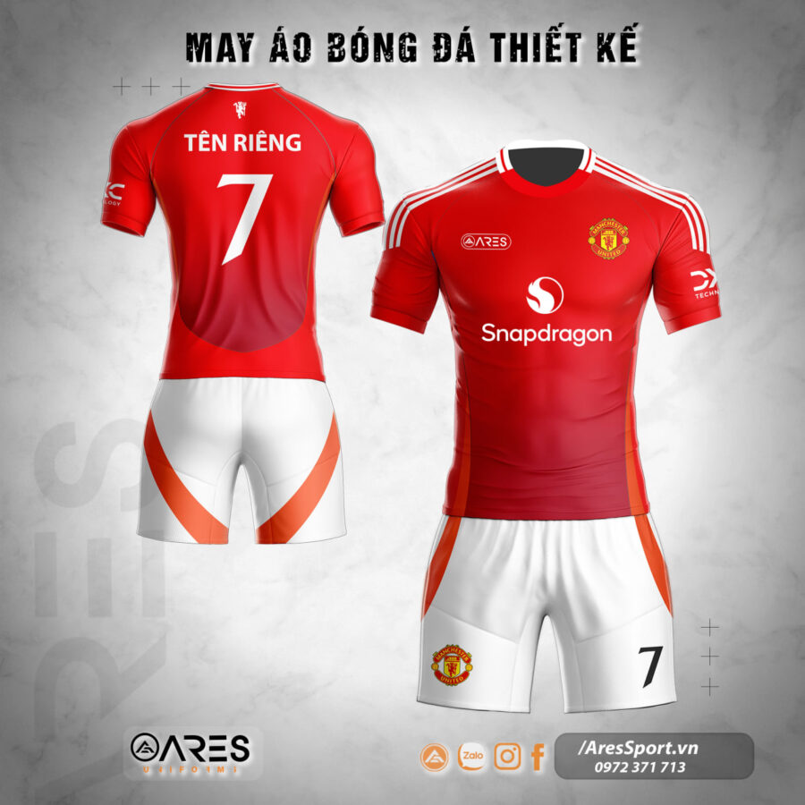 Áo bóng đá MU sân nhà có cổ 24-25 in theo yêu cầu