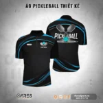 Áo Pickleball đồng phục cổ Zip đen lượn sóng