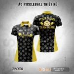 Áo Pickleball đồng phục form đầm vàng phối đen nổi bật ấn tượng