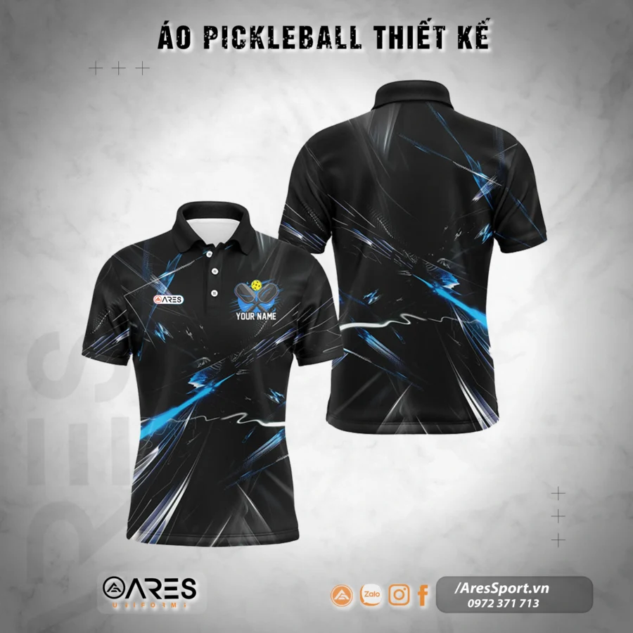 Áo Pickleball polo Đen đẹp in theo yêu cầu