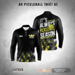 Áo Pickleball đồng phục polo tay dài đen phối vàng chanh in theo yêu cầu