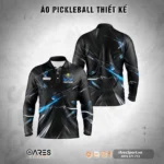 Áo Pickleball đồng phục polo tay dài đen phối xanh bích năng động