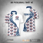 Áo Pickleball đồng phục Polo Trắng Xanh Navy in theo yêu cầu
