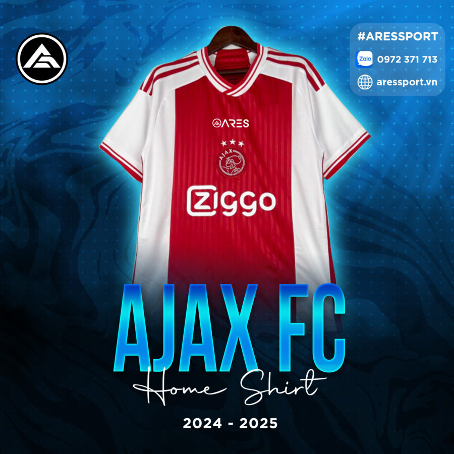 Áo bóng đá Ajax sân nhà 24-25 trắng phối đỏ