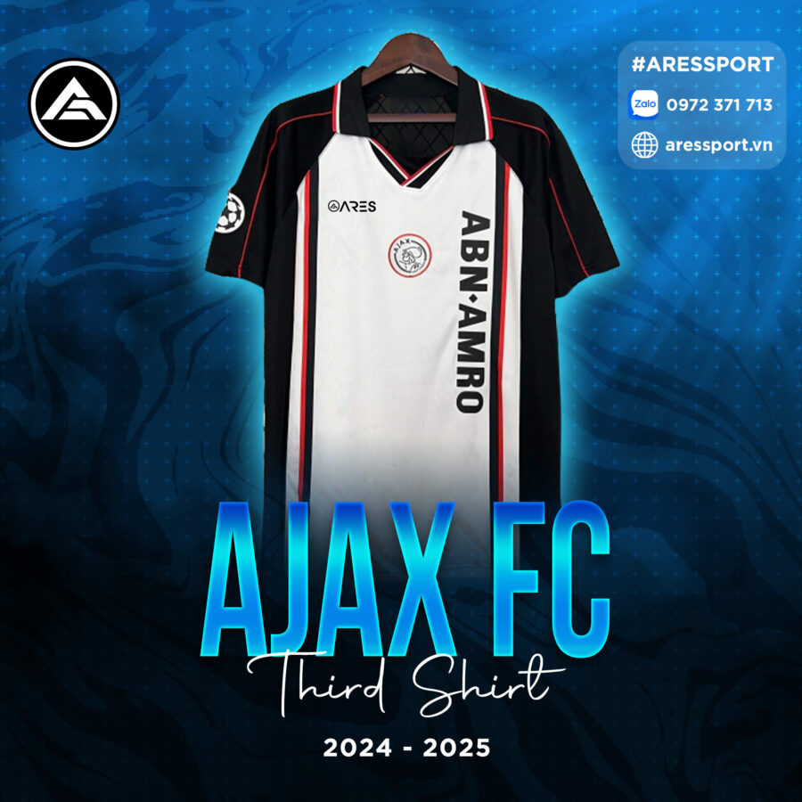 Áo bóng đá Ajax third kit 24-25 đen phối trắng