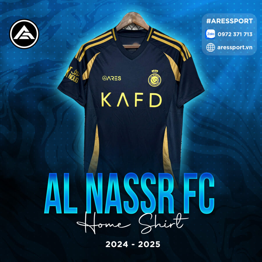 Áo bóng đá Al Nassr sân nhà 24-25 xanh đen phối vàng