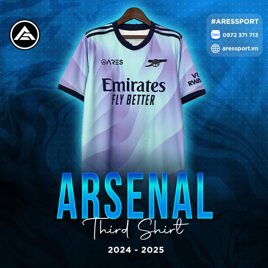 Áo bóng đá Arsenal third kit 24-25 tím xanh ngọc lạ mắt