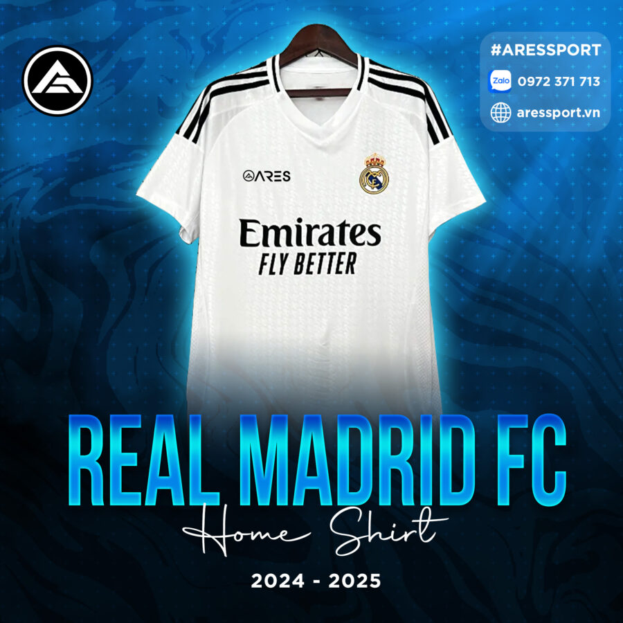 Áo bóng đá Real Madrid sân nhà 24-25 trắng huyền thoại