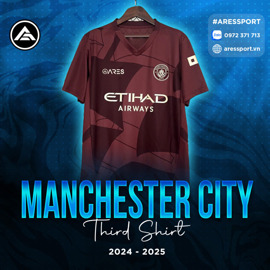 Áo bóng đá Mancity third kit 24-25 theo yêu cầu