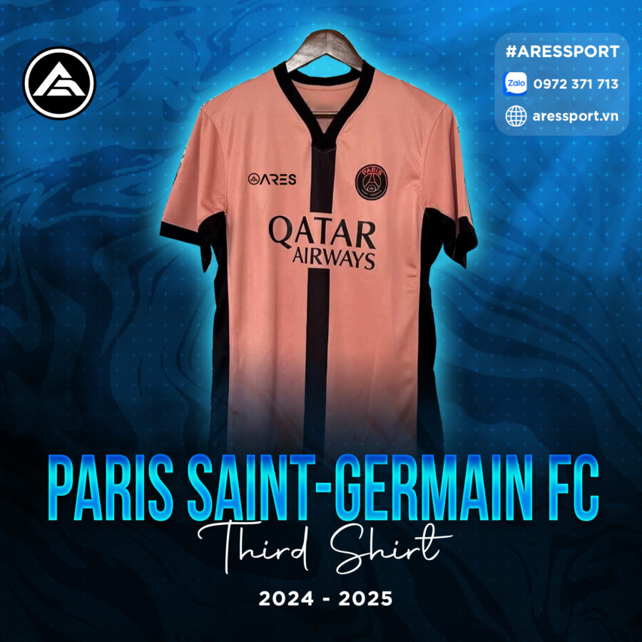 Áo bóng đá PSG third kit 24-25 hồng cam