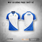 Áo polo đồng phục công ty Business People trắng phối xanh bích