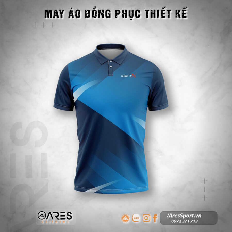 Áo polo đồng phục công ty Eightx xanh đen mạnh mẽ