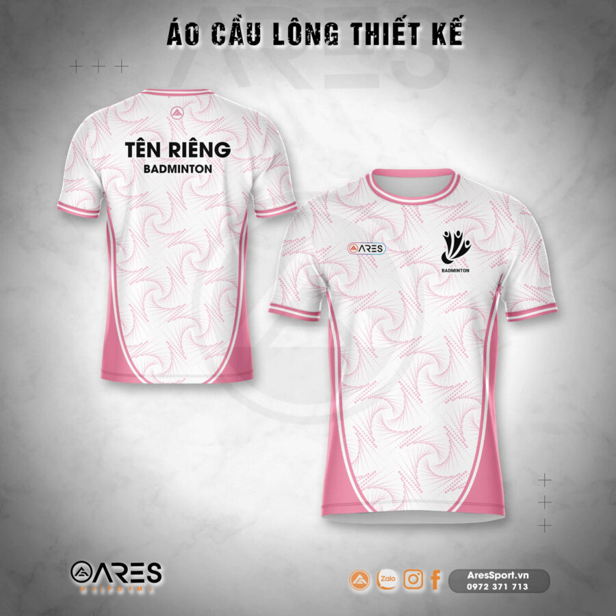 Áo cầu lông ARES Spiral Blossom với họa tiết xoắn tinh tế, sắc hồng thanh lịch