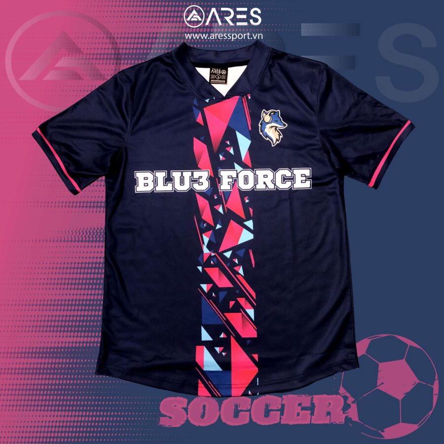 Thành phẩm in áo đá bóng Blue Force – Thiết kế mạnh mẽ, độc quyền