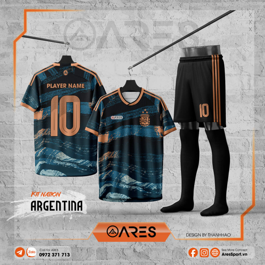 Mẫu áo Argentina Đêm Sắc Màu với họa tiết độc đáo lấy cảm hứng từ bầu trời đêm, custom theo yêu cầu.