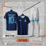 Mẫu áo Argentina Midnight Pulse với họa tiết đơn giản, tinh tế và sắc xanh navy, thiết kế dành riêng cho đội bóng, custom theo yêu cầu.