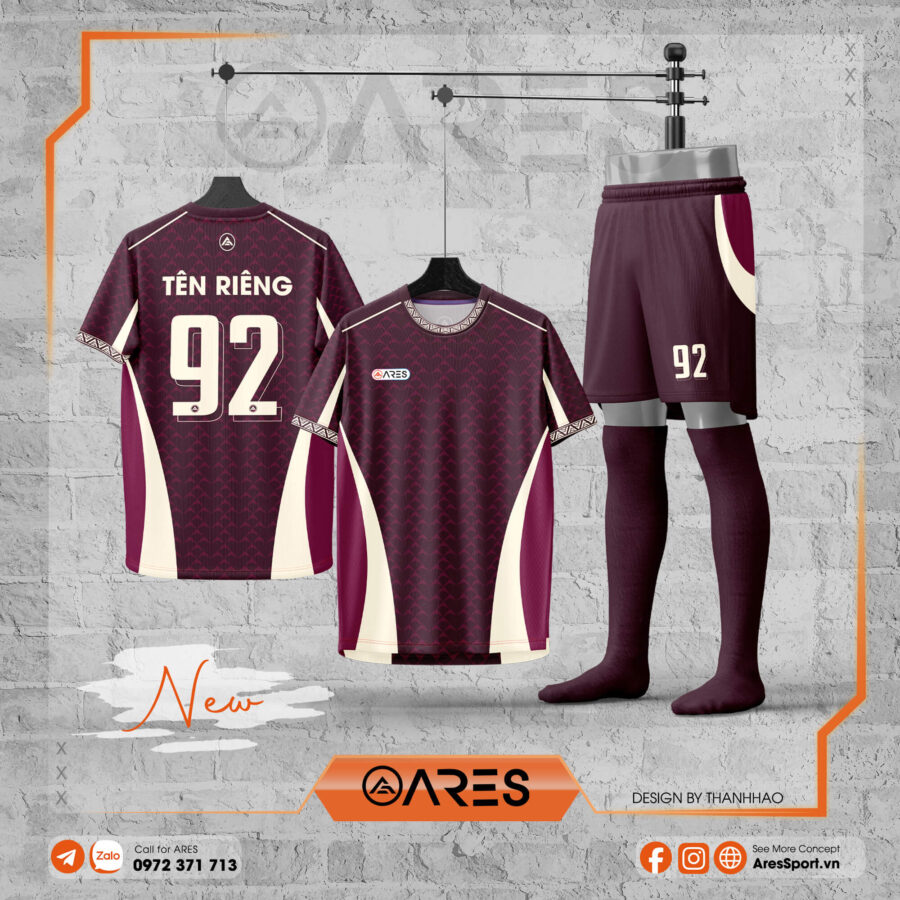 Áo bóng đá tự thiết kế ARES Garnet Ivory - Đỏ Garnet đẳng cấp và sang trọng